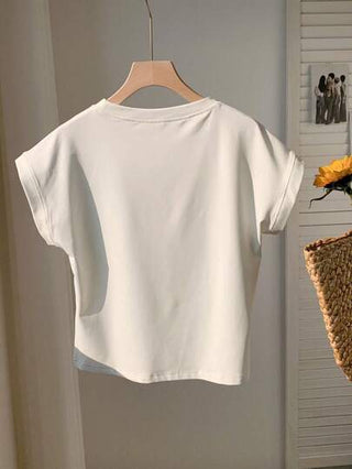 Comfortcana تي شيرت قصيرة الأكمام باللون الواحد للسيدات، ارتداء كاجوال بسيط للاستخدام اليومي