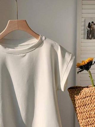 Comfortcana تي شيرت قصيرة الأكمام باللون الواحد للسيدات، ارتداء كاجوال بسيط للاستخدام اليومي