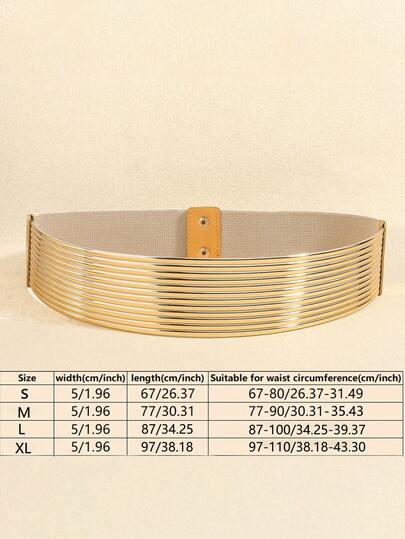 1 قطعة حزام خصر طويل من البي في سي الذهبي للنساء، حزام مرن واسع بترتر، خفيف الوزن، مصنوع من مواد بلاستيكية غير نسيجية، مناسب للزفاف والحفلات والشاطئ والاستخدام اليومي والرياضة والجامعة والخروجات الليلية والمناسبات الاحتفالية - المقاس المتوسط