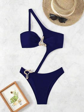 Swim SXY بدلة سباحة أنثوية معدنية فارغة قطعة واحدة للصيف