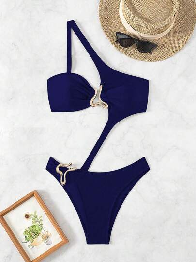 Swim SXY بدلة سباحة أنثوية معدنية فارغة قطعة واحدة للصيف