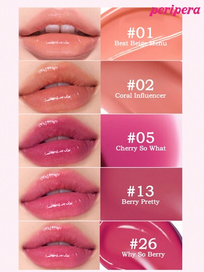 Peripera حبر جمالي كوري، تلوين مائي، لمعان شفاه مائي، لمعان شفاه زجاجي، منتفخ، مرطب طبيعي، خفيف الوزن، مُنير، لون دائم، ارتداء مريح غير لزج، مناسب للارتداء مع الكمامة، بدون طبقة بيضاء، مستحضرات تجميل كورية
