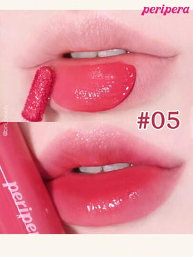 Peripera حبر جمالي كوري، تلوين مائي، لمعان شفاه مائي، لمعان شفاه زجاجي، منتفخ، مرطب طبيعي، خفيف الوزن، مُنير، لون دائم، ارتداء مريح غير لزج، مناسب للارتداء مع الكمامة، بدون طبقة بيضاء، مستحضرات تجميل كورية