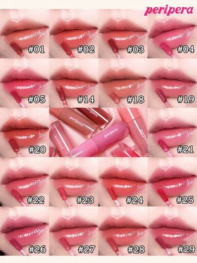Peripera حبر جمالي كوري، تلوين مائي، لمعان شفاه مائي، لمعان شفاه زجاجي، منتفخ، مرطب طبيعي، خفيف الوزن، مُنير، لون دائم، ارتداء مريح غير لزج، مناسب للارتداء مع الكمامة، بدون طبقة بيضاء، مستحضرات تجميل كورية