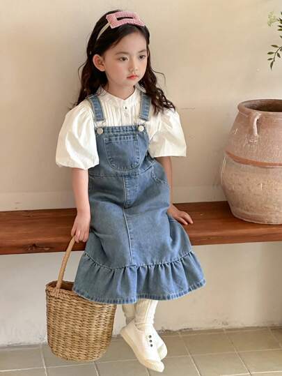 Dazy Kids ملابس فتاة صغيرة للخريف، فستان الفتاة الصغيرة الجينز