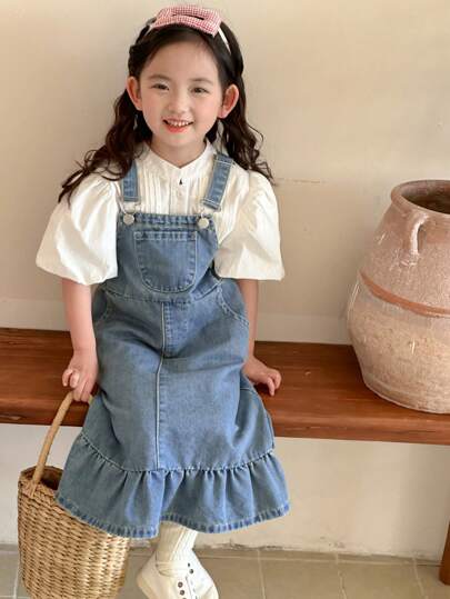 Dazy Kids ملابس فتاة صغيرة للخريف، فستان الفتاة الصغيرة الجينز