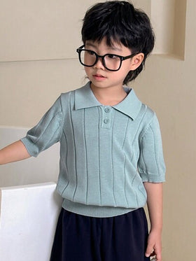 Dazy Kids كنزة قصيرة الأكمام بلون أحادي للفتى الصغير رمضان