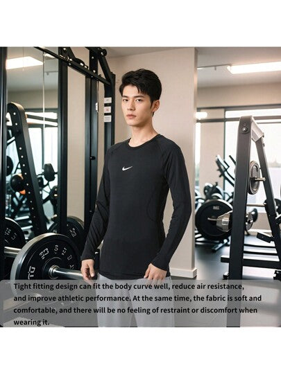 Nike M NP DF TIGHT TOP LS لباس ضيق للرجال للجري يسمح بالتهوية وسريع الجفاف، ملابس رياضية مرنة، تي شيرت للياقة البدنية بأكمام طويلة/يُنصح باختيار مقاس أكبر بدرجة واحدة FB7920-010
