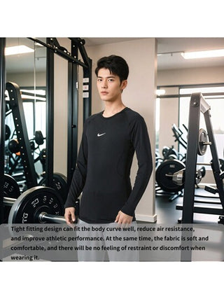 Nike M NP DF TIGHT TOP LS لباس ضيق للرجال للجري يسمح بالتهوية وسريع الجفاف، ملابس رياضية مرنة، تي شيرت للياقة البدنية بأكمام طويلة/يُنصح باختيار مقاس أكبر بدرجة واحدة FB7920-010