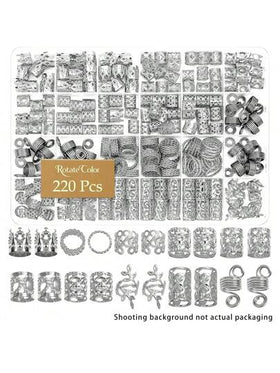 220 قطعة من إكسسوارات الشعر الذهبية سيسيليا، ديكورات شعر مضفر، مجوهرات شعر للنساء، حلقات شعر معدنية، ديكورات لضفائر الشعر، خرز لضفائر الشعر، مشابك شعر بوهيمية، لوازم تعليمية، إضافات شعر، قطع شعر، إكسسوارات للرأس، دبابيس شعر