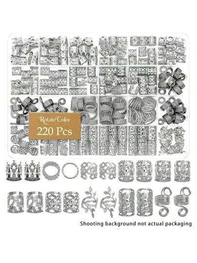 220 قطعة من إكسسوارات الشعر الذهبية سيسيليا، ديكورات شعر مضفر، مجوهرات شعر للنساء، حلقات شعر معدنية، ديكورات لضفائر الشعر، خرز لضفائر الشعر، مشابك شعر بوهيمية، لوازم تعليمية، إضافات شعر، قطع شعر، إكسسوارات للرأس، دبابيس شعر