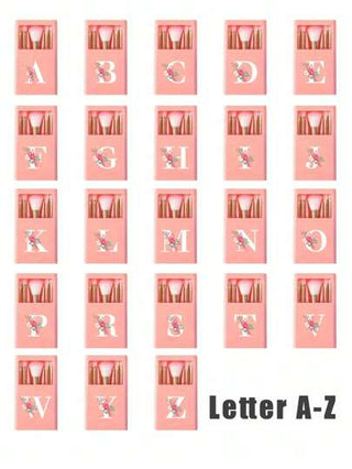 مجموعة 5 قطع من أدوات التجميل المحمولة مع مرآة، الأحرف A-Z بلون وردي وأبيض البيجونيا، مجموعة فرش التجميل في علبة، فرشاة تجميل متعددة الوظائف مع علبة مرآة، قلم تجميل متعدد الوظائف صغير، فرشاة أساس للمكياج، فرشاة ظل العيون، خليط الفرشاة الأساسية أداة...