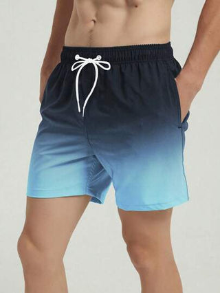 Manfinity Swimmode شورتات شاطئ خصر رباط تدرج اللون للرجال، هاواي