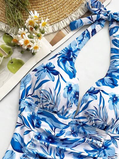 SHEIN VCAY بدلة سباحة قطعة واحدة بتصميم أنيق وعصري للنساء للاستخدام اليومي في الصيف، مناسبة للشاطئ والعطلات