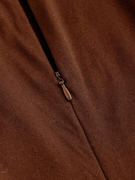 SHEIN MOD جمبسوت نسائية واسعة الساق مطرزة بالطيات بلون بني، مع حزام ، بطراز كاجوال