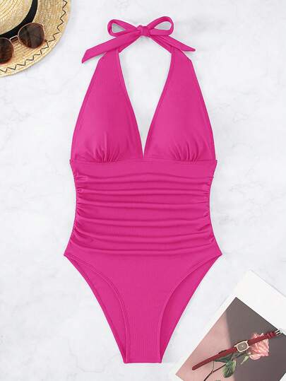 مايوه حريمي قطعة واحدة Swim 1 حبة ملابس سباحة طويلة قطعة واحدة بغرز معقدة وترتر عميقة على شكل خلال للنساء، مناسبة لاستخدامها في العطلات الصيفية وعلى الشاطئ