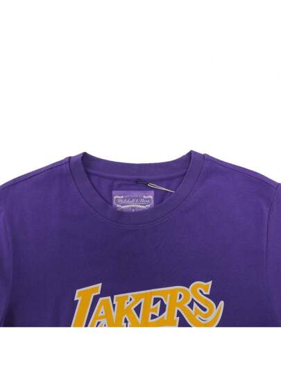 Mitchell & Ness تي شيرت كريو نيك قصير الأكمام من النسيج المحبوك 2024 لنادي لوس أنجلوس ليكرز TMN24SSSXT011