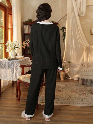 Côtesoire مجموعة بيجاما من قطع المرأة المعتمة من الألوان المحجوزة والأكمام الضيقة
