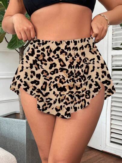 Swim SXY صدرية بيكيني بطبعة نمر وكشكشة غير متماثلة للنساء ذوات الحجم الكبير