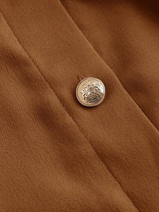 MOD تنورة خط A مزودة بحزام خصر عالي عاكسة للضوء باللون البني البشرة مع إبزيم معدني, ملابس رمضان