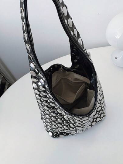 حقيبة كتف صغيرة مزينة بالزوايات ، تصميم فاخر عصري