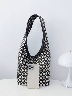 حقيبة كتف صغيرة مزينة بالزوايات ، تصميم فاخر عصري