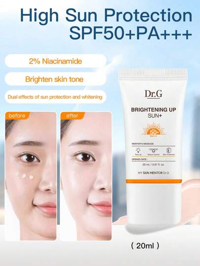 واقي شمس DR.G مشرق ، أصلاح شفاف ، SPF50+ PA+++، 20مل ، للبشرة الحساسة ، كوري