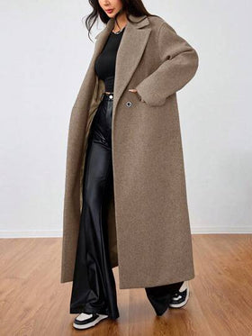 SHEIN Unity معطف صوفي طويل كاجوال مع طوق