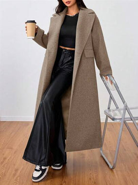 SHEIN Unity معطف صوفي طويل كاجوال مع طوق