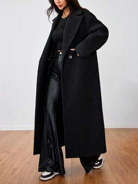 SHEIN Unity معطف كاجوال طويل مع طية الياقة