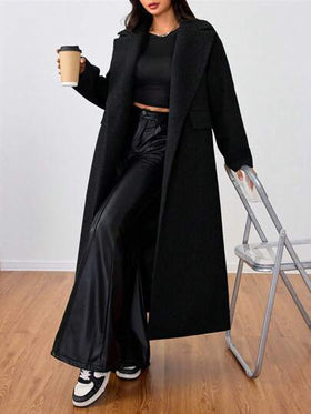 SHEIN Unity معطف كاجوال طويل مع طية الياقة