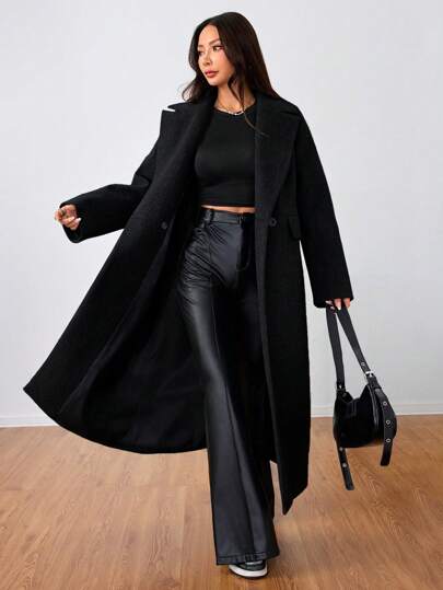 SHEIN Unity معطف كاجوال طويل مع طية الياقة