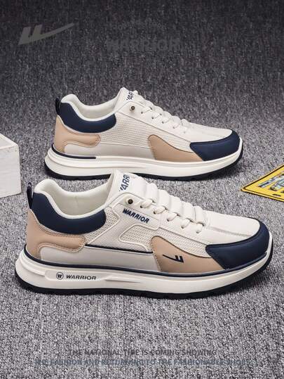 WARRIOR زوج أحذية رياضية كاجوال بسميكة للرجال، رباط حذاء، مريحة مانعة للإنزلاق، خفيفة الوزن، منخفضة القمة، مطاطية لمرات كثيرة