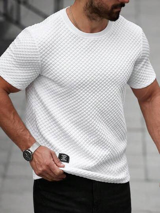 Manfinity Homme تي شيرت رجالي كاجوال سهل الاستخدام بتصميم ملون أحادي اللون بأكمام قصيرة قطن ألقميص الرجالي ملابس الرجال مجموعة متناسقة من القمصان الرجالية