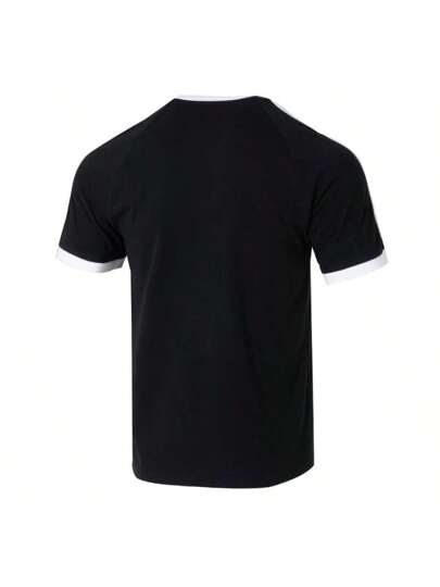 Adidas Originals تي شيرت كريو نيك بأكمام قصيرة وخطوط 3 للرجال، رياضي ولياقة بدنية KB2459