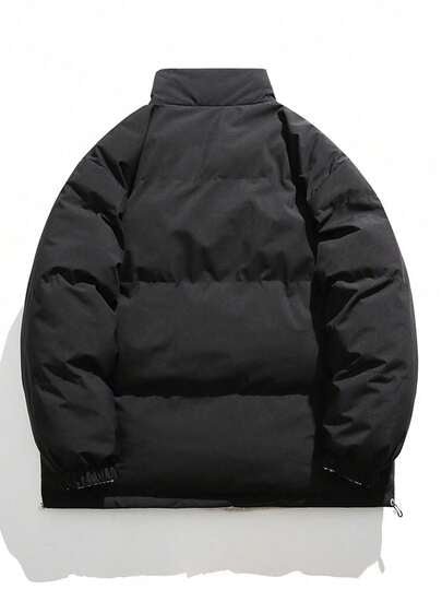 معطف شتوي دافئ للرجال مع بطانة حرارية، قابل للعكس، معطف مبطن فضفاض بياقة عالية وقطع من الفرو الصناعي