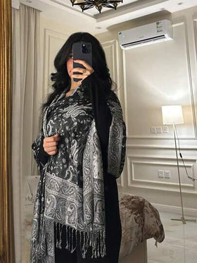 قطعة واحدة وشاح نسائي دافئ بطبعة البيزلي، وشاح مطبوع، حجاب وشال بيزلي كلاسيكي للعباءة والفستان