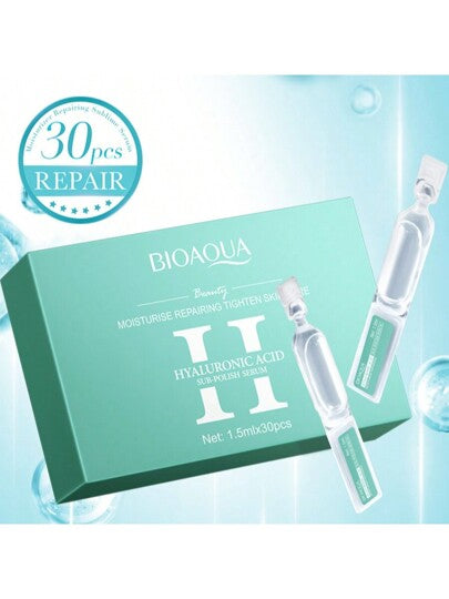 BIOAQUA مجموعة 30 قطعة من جوهر حمض الهيالورونيك/ فيتامين سي/ ريتينول، جوهر مرطب وللعناية بالتجاعيد، جوهر ترطيب وتقليل المسام للبشرة الجافة والخشنة والمتجعدة، العناية اليومية المرطبة والمضيئة للبشرة