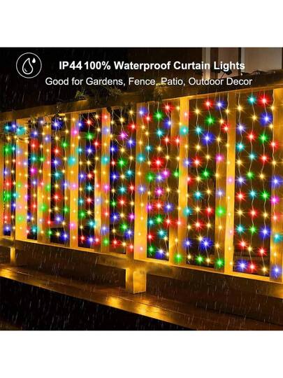 أضواء الستائر الشمسية LED خارجية جزء من أضواء الشريط الساحرة الشمسية بطول 100 أو 200 أو 300 LED زخرفة سلك نحاسي لحديقة البفيليون والنافذة والجدار واحتفالات الهالوين والزفاف والعطلات وعيد الميلاد