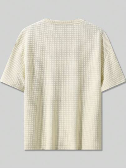 T-shirt بأكمام قصيرة من قماش جاكار مضفر قابل للمرونة الصغرى، مناسب للرياضة الخارجية والأنشطة المنزلية اليومية والجري وبين الأزواج خلال فصلي الربيع والصيف