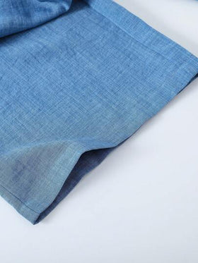 SHEIN سراويل منفرجة بخصر مربوط طراز إجازة صيفية كاجوال للمراهقات باللون الأزرق