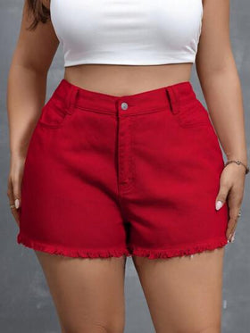 SHEIN Essnce شورت جينز للمقاسات الكبيرة، كاجوال وعصري للارتداء اليومي
