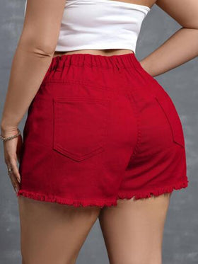 SHEIN Essnce شورت جينز للمقاسات الكبيرة، كاجوال وعصري للارتداء اليومي
