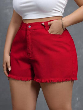 SHEIN Essnce شورت جينز للمقاسات الكبيرة، كاجوال وعصري للارتداء اليومي