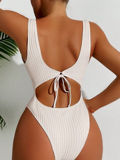 مايوه حريمي قطعة واحدة Swim SXY بدلة سباحة واحدة القطعة ذات الحزام العريض ذات اللون الأحادي والشكل المحدد، بتصميم بسيط وأنيق، للارتداء اليومي والعطلات الصيفية على الشاطئ