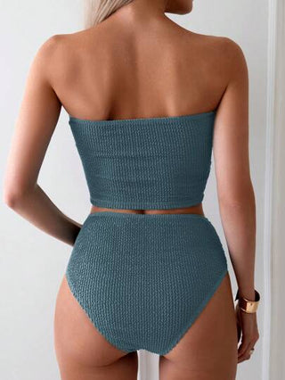 Swim Basics بيكيني مجموعة ملابس سباحة نسائية بنقشة لونية صلبة للعطلات والشاطئ الصيفي