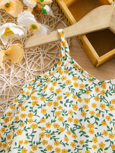 SHEIN فستان صيفي فضفاض خفيف بلا أكمام للبنات، ذو تصميم مخطط ملون، مناسب للعطلات والعيد