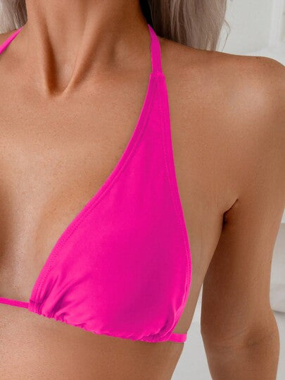 Swim Basics مجموعة بكيني للنساء (بصدرية متقاطعة من الرقبة ومرتبطة من الخلف) وسراويل قاع ، للاستخدام في الشاطئ والعطلات الصيفية