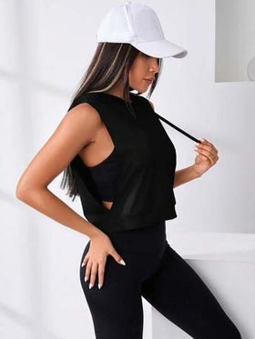 Easithlete بلوزة رياضية قصيرة مع سحاب