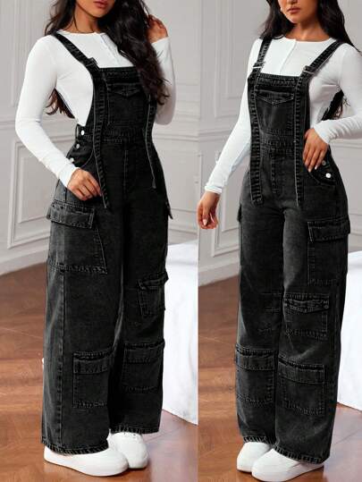 SHEIN ICON بِذْلَة وأوفركول جينز نسائية ، أزياء بسيطة كاجوال للارتداء اليومي